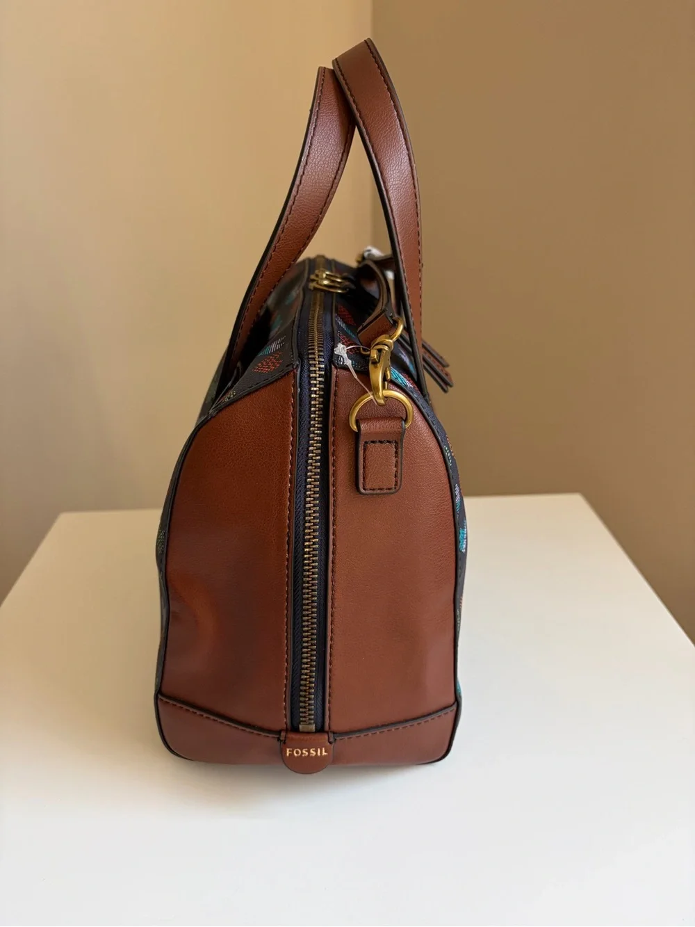 Fossil Sydney Satchel Heart Print NWOT